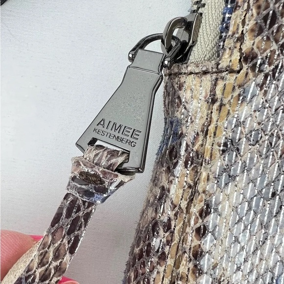 Aimee Kestenberg Leather Crossbody Bag Just Saying in POP SNAKE Skin Blue Brown - Picture 5 of 9